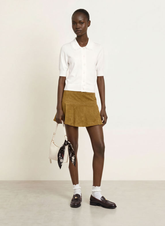 CLAUDIE PIERLOT Strickjacke mit Spitze WEISS