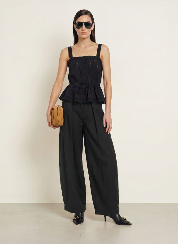 ALLSAINTS Top GWEN mit Spitze SCHWARZ