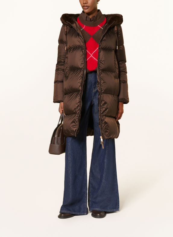 mabrun FABIOLA Down Coat with Faux Fur DARK BROWN