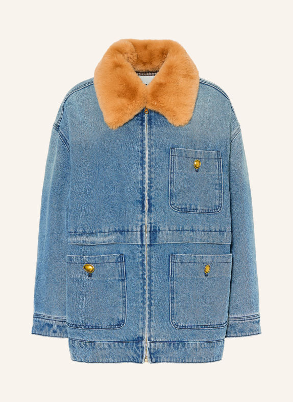 SANDRO Kurtka dżinsowa z odpinanym sztucznym futrem 4785 BLUE JEAN