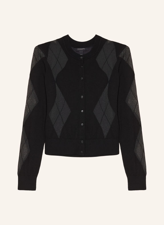 ALLSAINTS Kardigan BERN z mieszanki materiałów CZARNY / SZARY