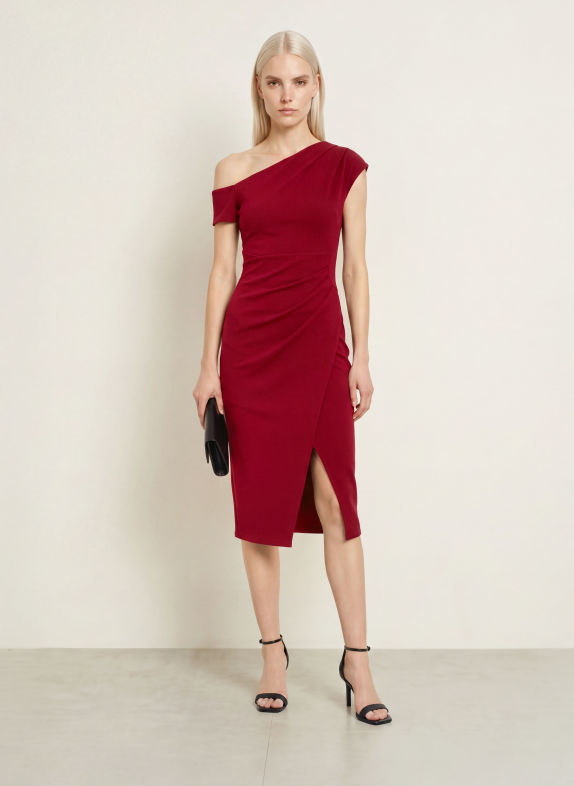 LIPSY One-Shoulder-Kleid DUNKELROT