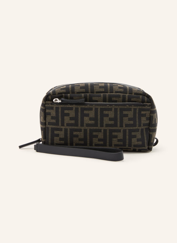 FENDI SMALL Toiletry Bag BLACK / SILVER / BROWN