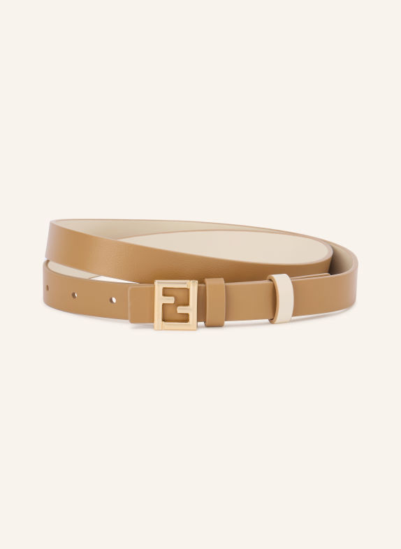 FENDI Reversible leather belt GOLD / BEIGE / CREAM