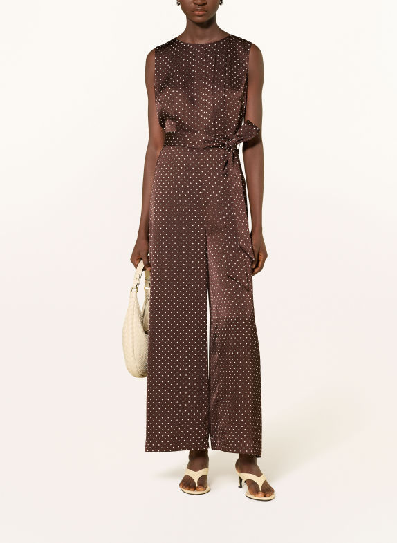 Phase Eight Combinaison JANINE en satin MARRON FONCÉ / BLANC