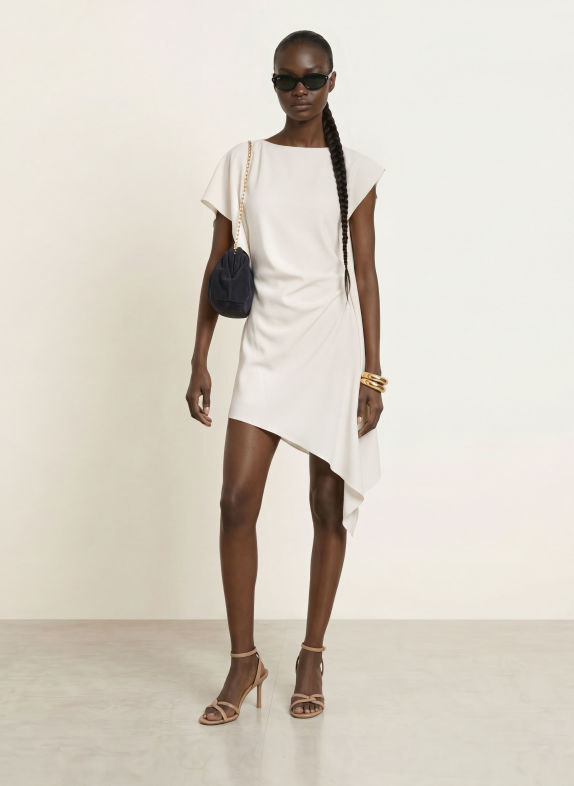 REISS Jurk ATHENA met volants CRÈME