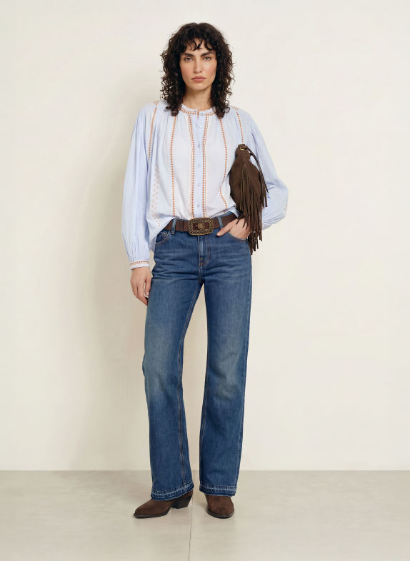 ba&sh Bluse MONA HELLBLAU / HELLBRAUN / WEISS
