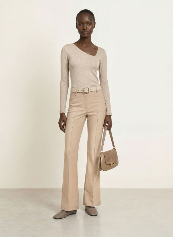 REISS Longsleeve FLISS met glittergaren LICHTBRUIN / GOUD