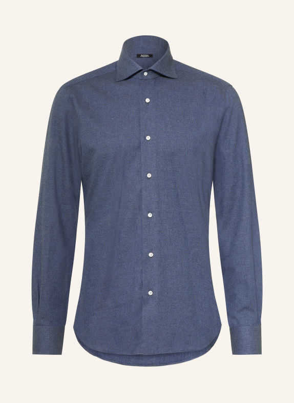 BARBA NAPOLI Flanellhemd Slim Fit BLAUGRAU