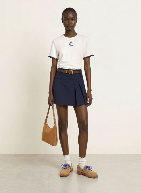 CLAUDIE PIERLOT T-Shirt ECRU / DUNKELBLAU