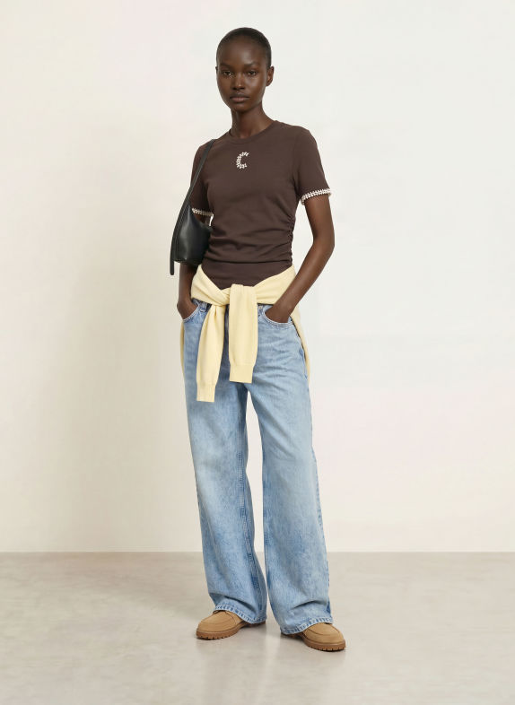CLAUDIE PIERLOT T-Shirt DUNKELBRAUN / CREME
