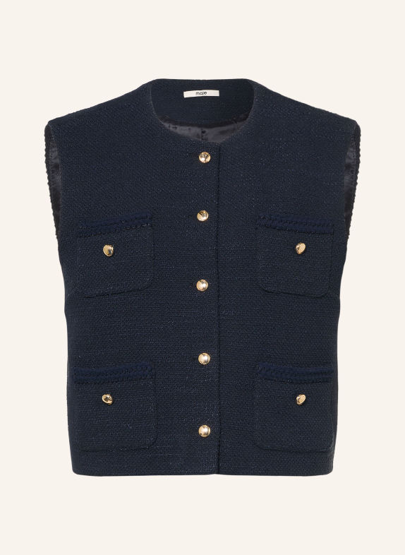 maje Tweed-Weste mit Glitzergarn DUNKELBLAU