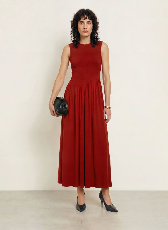 ALLSAINTS LUNA Jersey Dress DARK RED