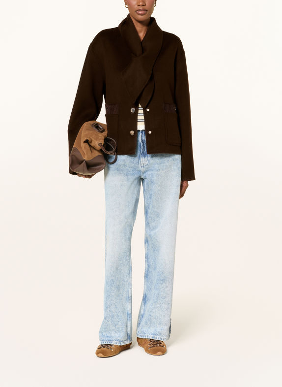 CLAUDIE PIERLOT Jacke mit abnehmbarem Schal DUNKELBRAUN