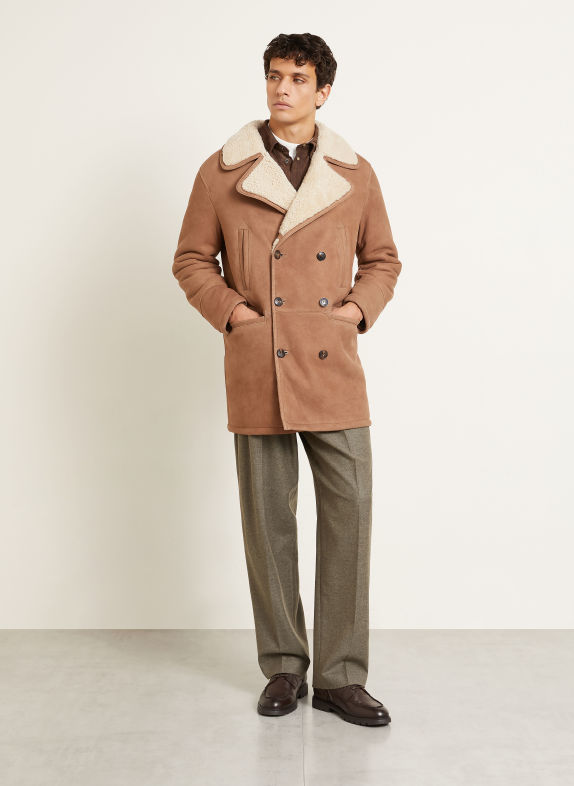 manzoni 24 Leren jas CAMEL / CRÈME