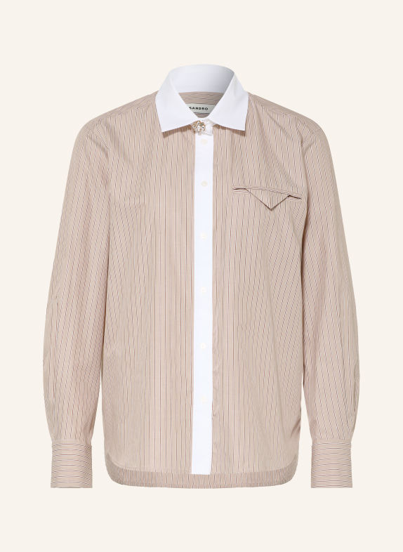 SANDRO Hemdbluse BEIGE / BRAUN / WEISS