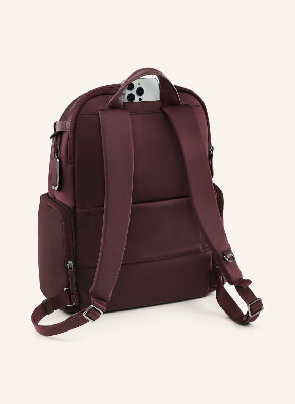 TUMI Sac à dos VOYAGEUR CELINA avec compartiment pour ordinateur portable ROUGE FONCÉ / ARGENT