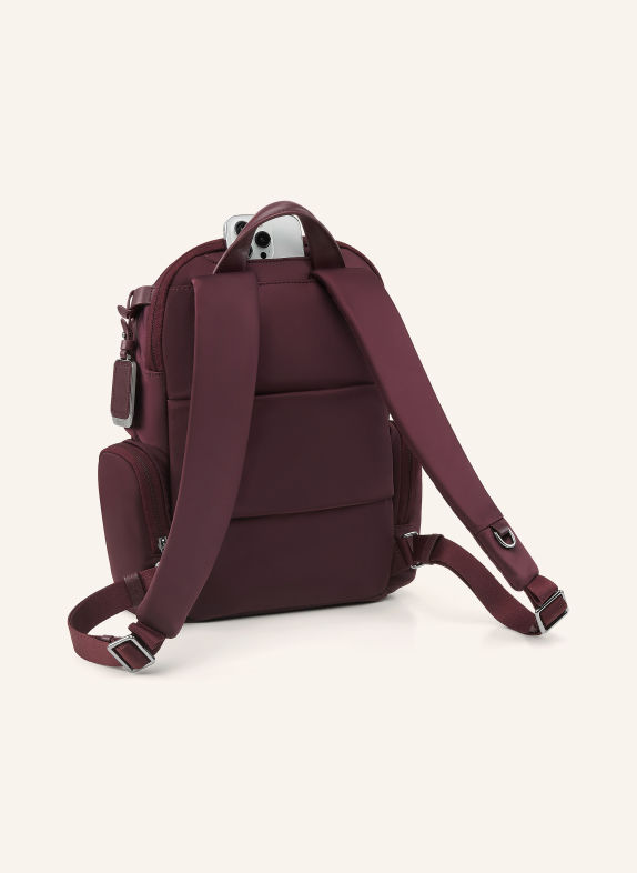 TUMI Sac à dos VOYAGEUR CELINA MEDIUM avec compartiment pour ordinateur portable ROUGE FONCÉ / ARGENT