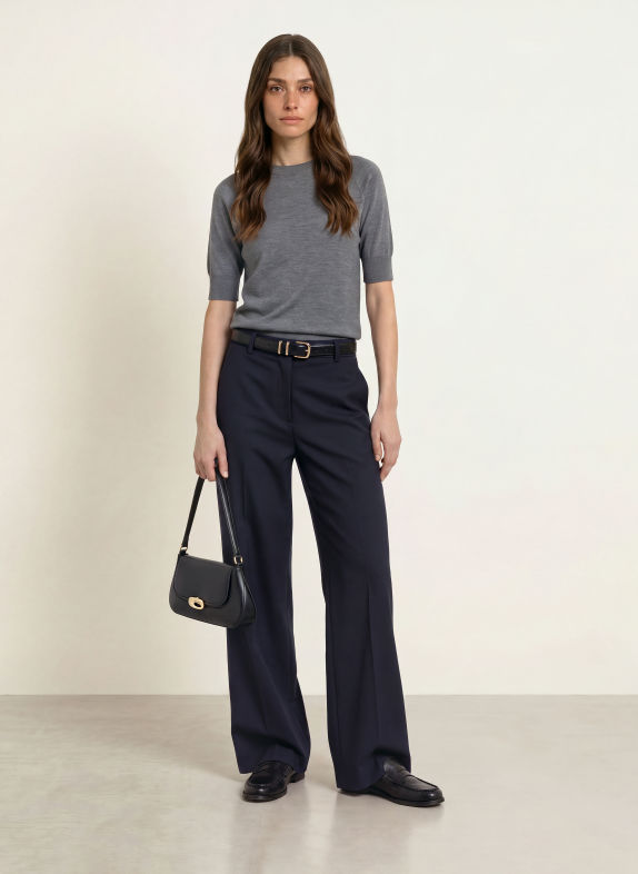 REISS Strickshirt SUZZIE aus Merinowolle DUNKELGRAU