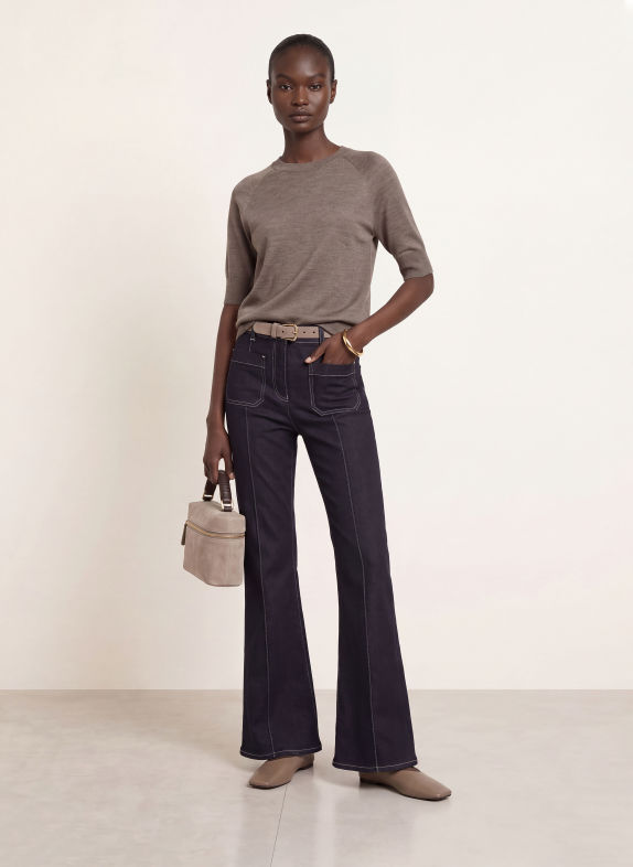 REISS Strickshirt SUZZIE aus Merinowolle TAUPE