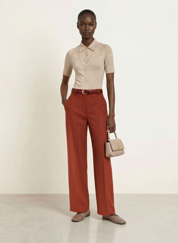 REISS Pantalon palazzo SOLENE ROUGE FONCÉ