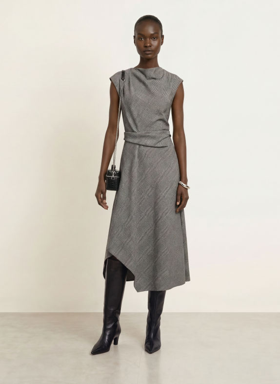 REISS Kleid CLARA GRAU / WEISS / SCHWARZ