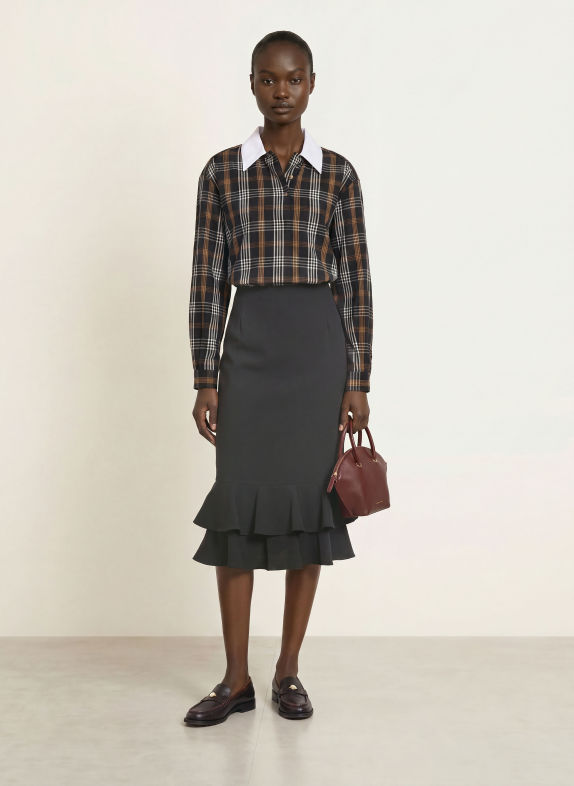 CLAUDIE PIERLOT Rock mit Volants SCHWARZ