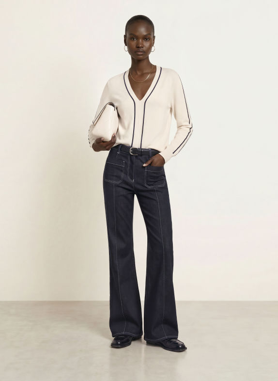 REISS Pullover MILA ECRU / DUNKELBLAU