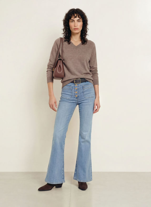 REISS PARIS Sweater Made of Merino Wool BROWN