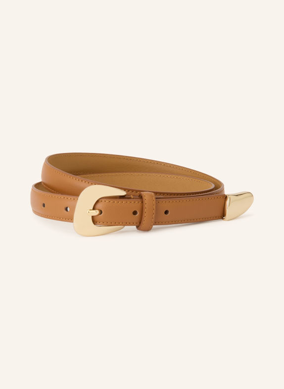 CLAUDIE PIERLOT Ledergürtel COGNAC / GOLD