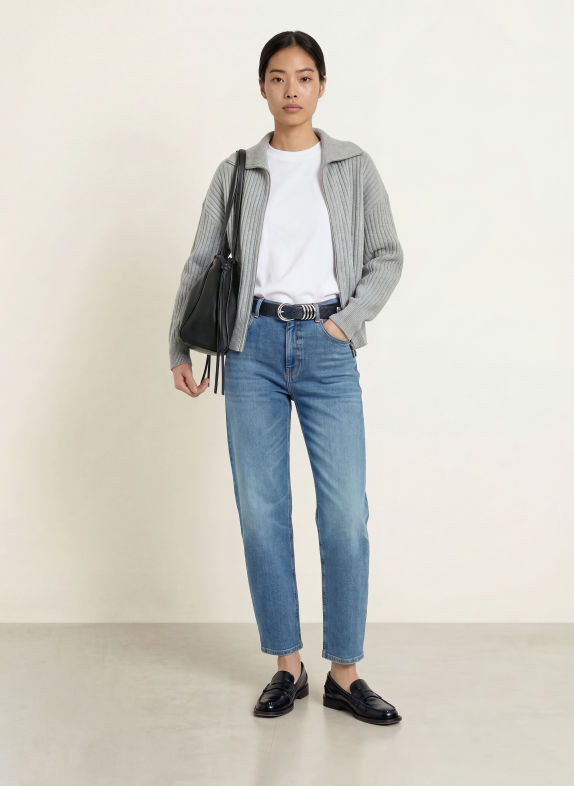 OPUS PANTS Barrel džíny MARI SKY 70383 mid blue