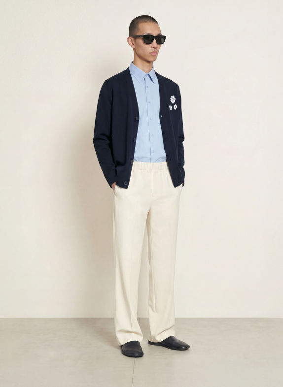 SANDRO Strickjacke DUNKELBLAU / WEISS