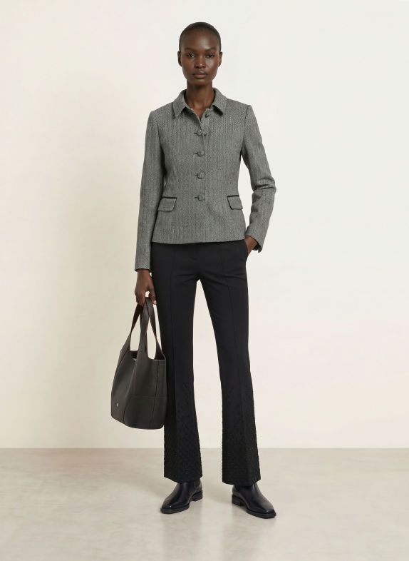 HOBBS DANIELLA Tweed Blazer BLACK / WHITE