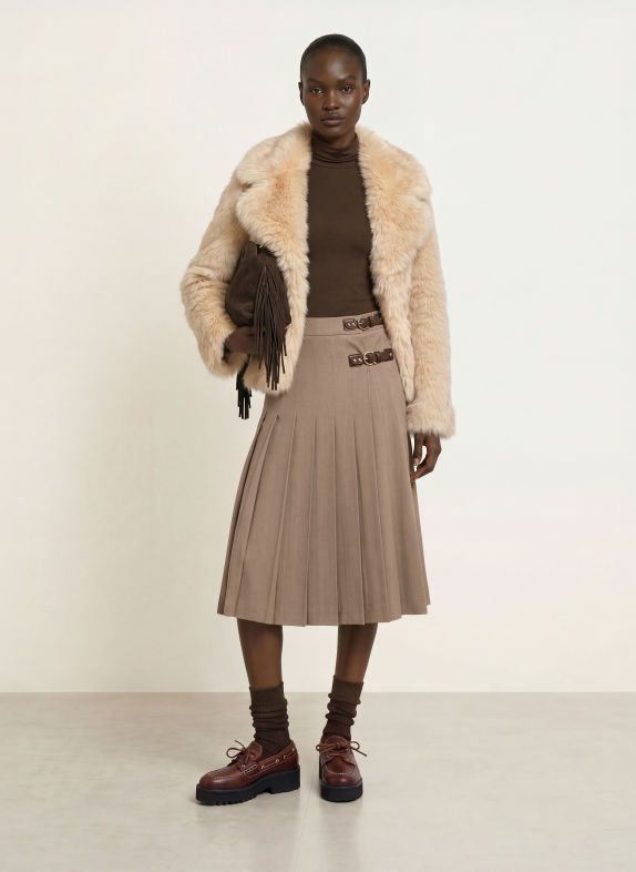 maje Faltenrock BEIGE