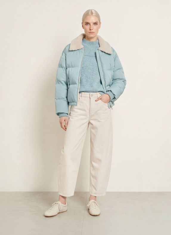 OPUS Steppjacke HATCHY BLAUGRAU / ECRU