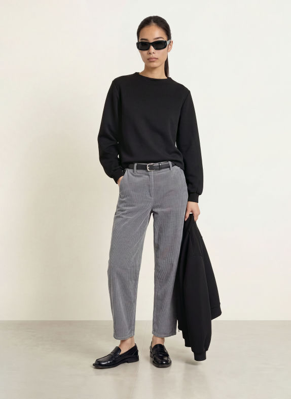 OPUS Pantalon en velours côtelé MYHA SOFTNESS GRIS