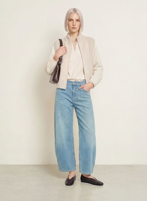 OPUS Gebreid vest DUPPI BEIGE