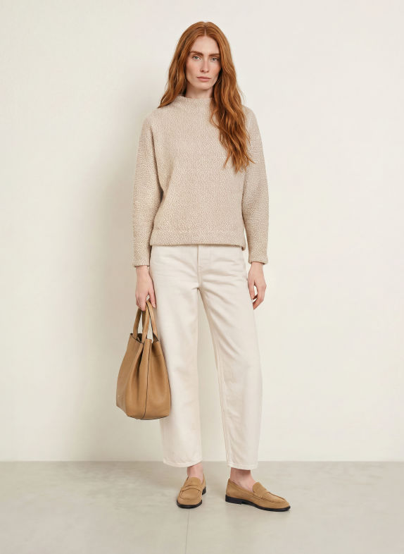 OPUS Pullover GENURI CAMEL / WEISS