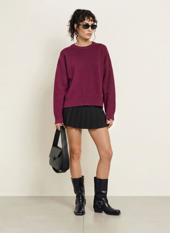 WRSTBHVR Pullover GARM MØRKERØD / LYSELILLA