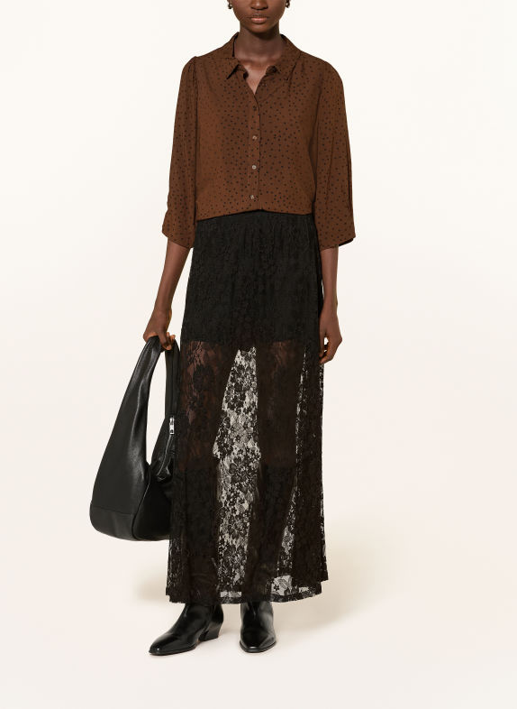 lollys laundry BONOLL shirt blouse with 3/4 sleeves BROWN / BLACK