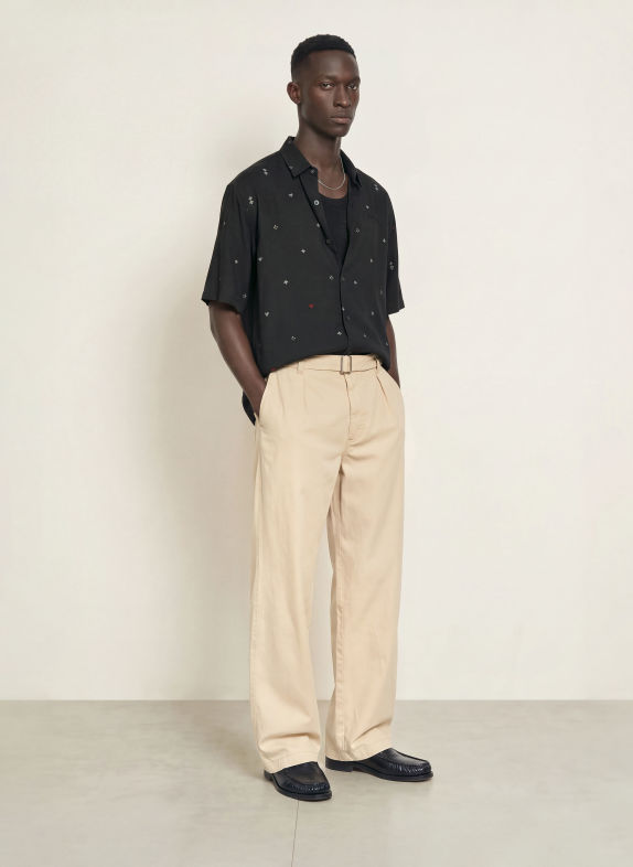ALLSAINTS Overhemd met korte mouwen CARDSUIT Oversized Fit ZWART / GRIJS / ROOD