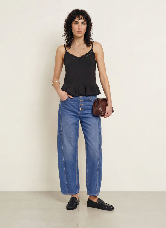 ALLSAINTS Top mit Rüschen SCHWARZ