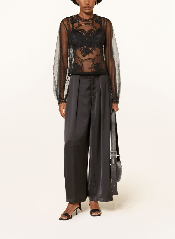 ALLSAINTS CESCA-blouseshirt van tule ZWART