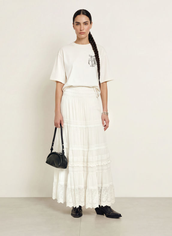 ALLSAINTS Jupe MEADOW avec dentelle et volants BLANC