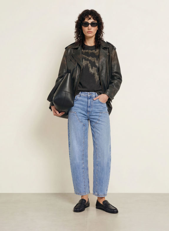 ALLSAINTS SADIE Barrel-leg jeans with Studs 2160 Light Indigo