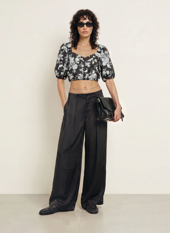 ALLSAINTS Cropped-Blusenshirt LEVY SCHWARZ / GRAU / WEISS