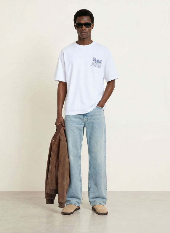 ALLSAINTS T-Shirt BATTLES WEISS / DUNKELBLAU