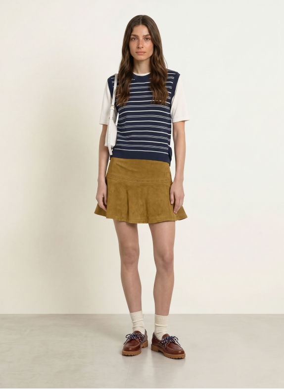 CLAUDIE PIERLOT Strickshirt DUNKELBLAU / ECRU