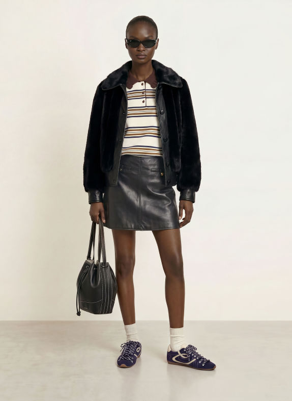 CLAUDIE PIERLOT Kunstfell-Jacke SCHWARZ