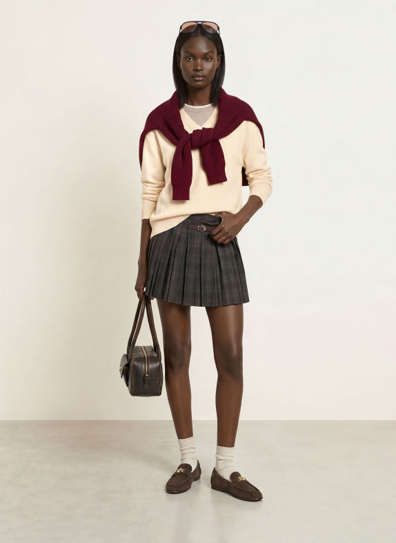 SANDRO Sweter BEŻOWY / BRĄZOWY